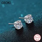 Серьги Geoki Classic 4 Claw Passed Diamond Test, серьги с мусанитом 925 пробы Silver 0,5 ct Perfect Cut VVS1 D, цветные серьги из камня
