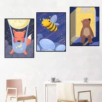 ruopoty 3pc painting by numbers for adults children night animal picture by number hand painted 40x50cm frame home artwork