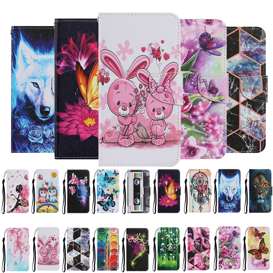 

Wallet Flip Cartoon Case For Samsung Galaxy S20 Fan Edition FE S21 Ultra S30 Plus Note 20 A32 A52 A72 A01 Stand Phone Back Cover