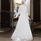 Классические мусульманские кружевные свадебные платья, длинное женское платье с хиджабом, мусульманское свадебное платье с длинным рукавом, халаты для невесты