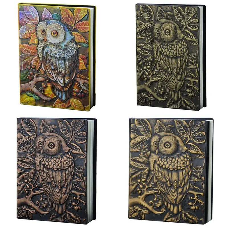 

3D Carving Owl Embossed Notebook Journal Notepad Travel Diary Planner Sketchbook School Office Supplies X3UE