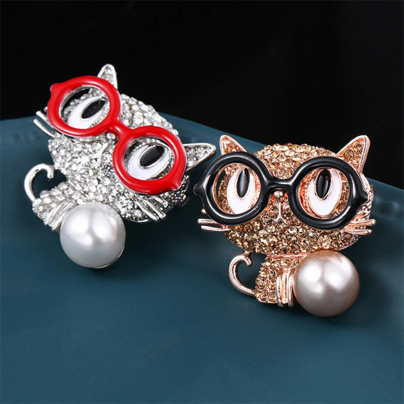 Европейская и американская высококлассная Милая котенок с Стразы Брошь