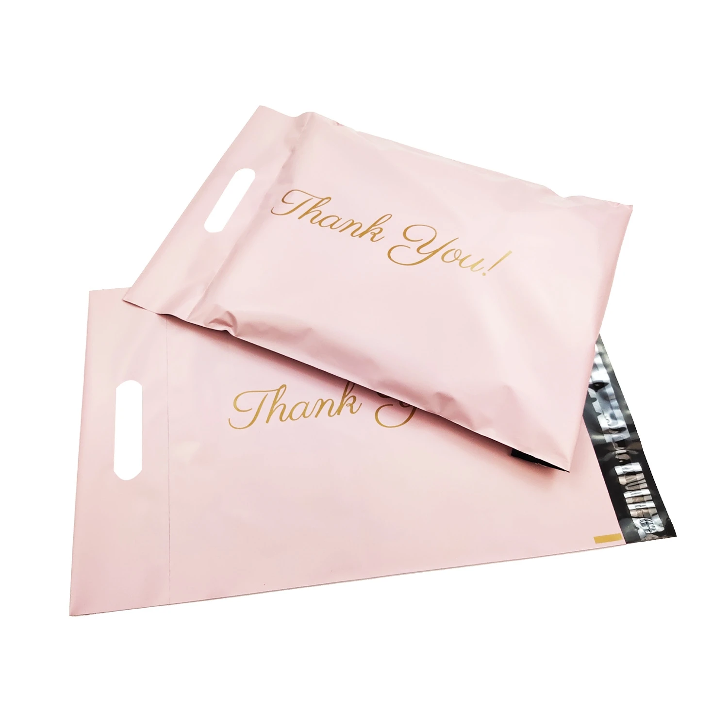 

50pcs Mailer Bag Black&Pink THANK YOU Tote Bag Courier Bags Self-Seal Poly Mailer With Logo Express Bags Handle Envelope Bags