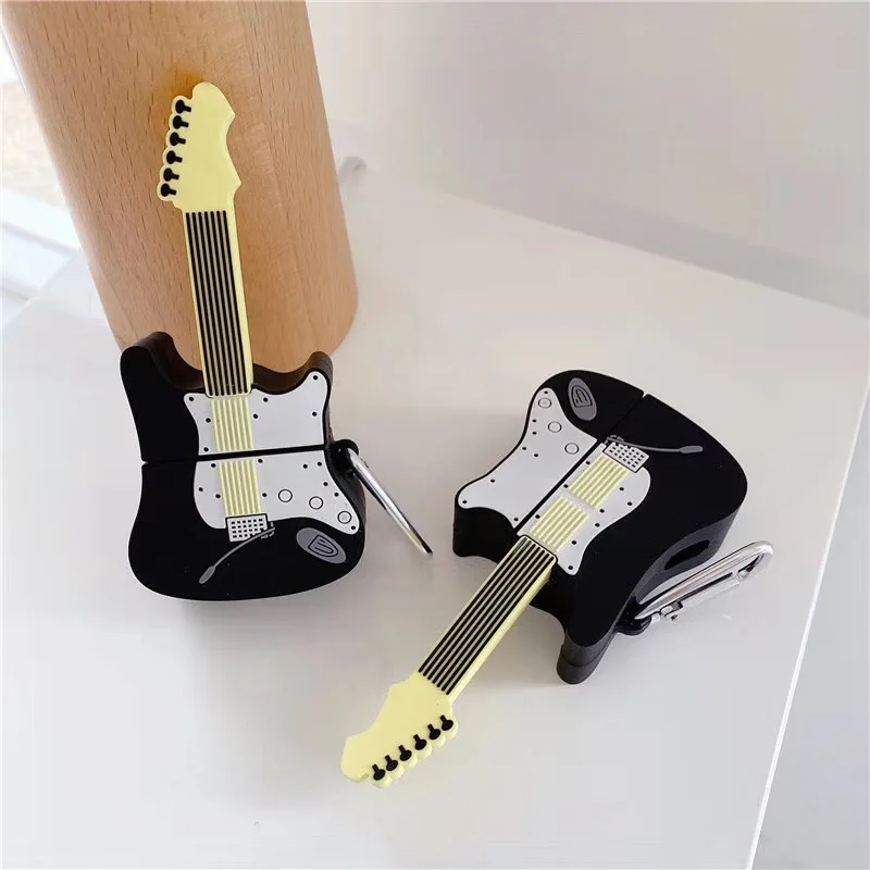 Чехол для AirPod 2 милый мягкий силиконовый чехол 3D рок электрической гитары