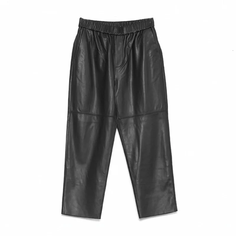Брюки женские из натуральной кожи модные роскошные свободные штаны овчины