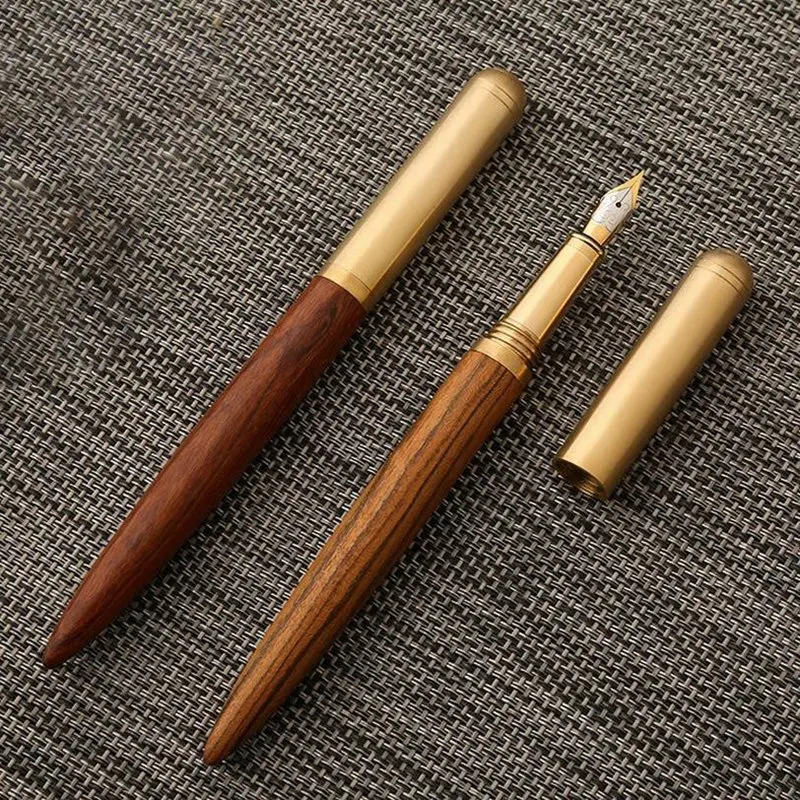 Классическая 0 5 мм деревянная авторучка медная деловая ручка для офиса школьные