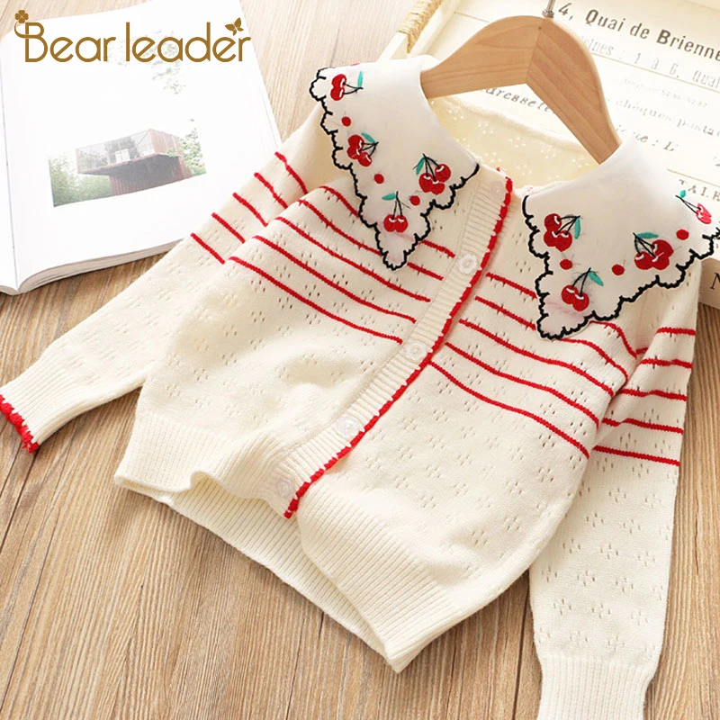 Bear Leader/свитер для девочек Новинка Зимний вязаный кардиган свитера маленьких