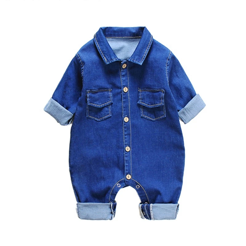 

Baby Clothes Boys Rompers Long Sleeve Cartoon Print Denim Romper Kids Casual Boy Jumpsuit