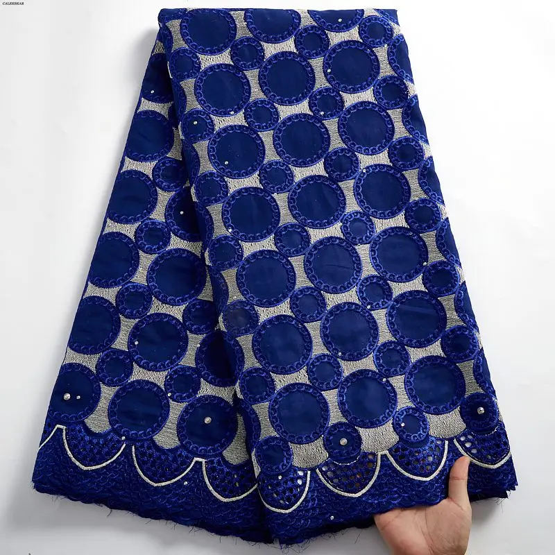 

Blue Cotton Nigerian Lace Fabrics 2021 High Quality Lace Swiss Voile Lace Fabric Embroidered African Lace Fabric For Dress S2449