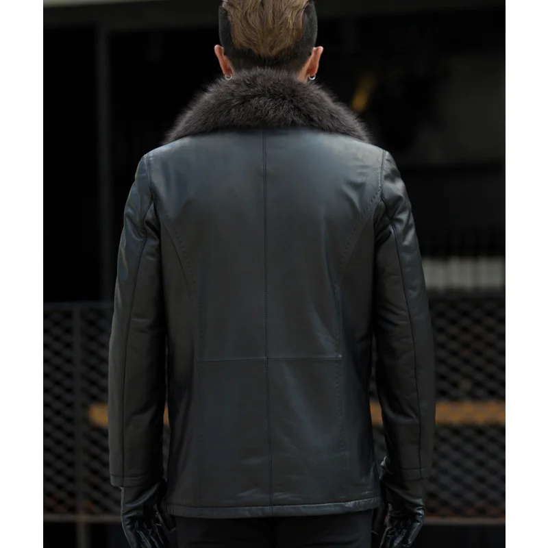 Мужская зимняя одежда из овечьей кожи с длинным рукавом на пуговицах |