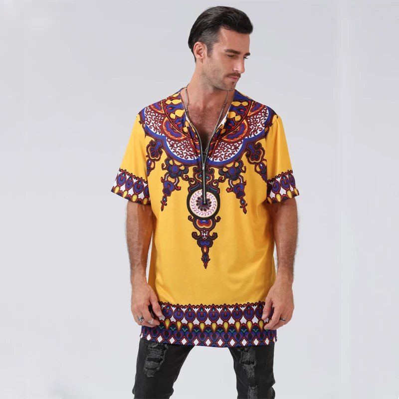 Дашики африканская мужская одежда Традиционные Печатные футболки халат