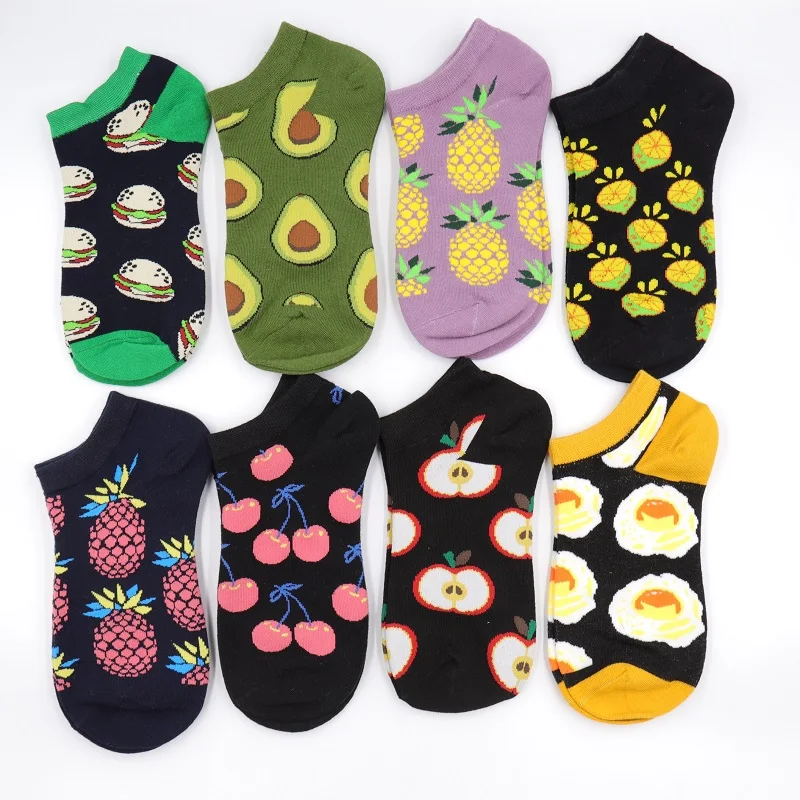Носки-лодочки женские хлопковые с мультяшным принтом 5 пар | Женская одежда