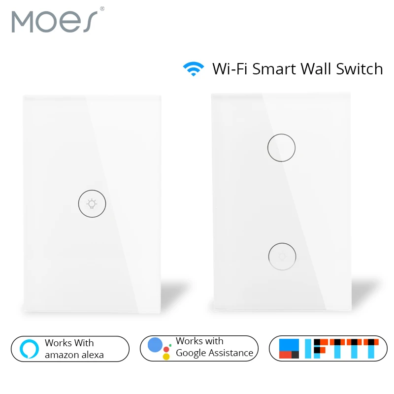 Wifi смарт настенный сенсорный выключатель стеклянная панель стандарт США