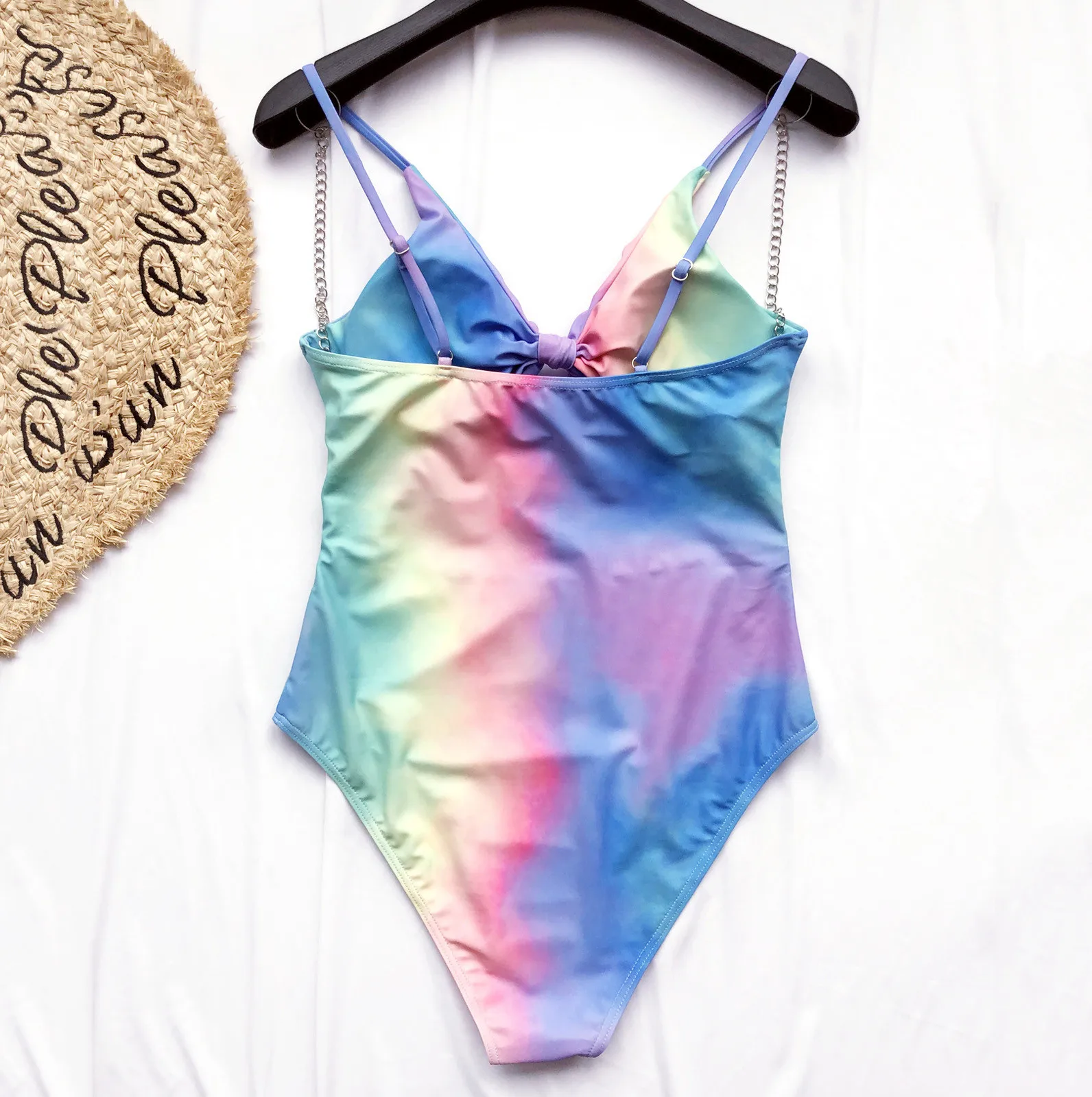 Женский сексуальный цельный купальник с завязками эффектом пуш-ап высоким