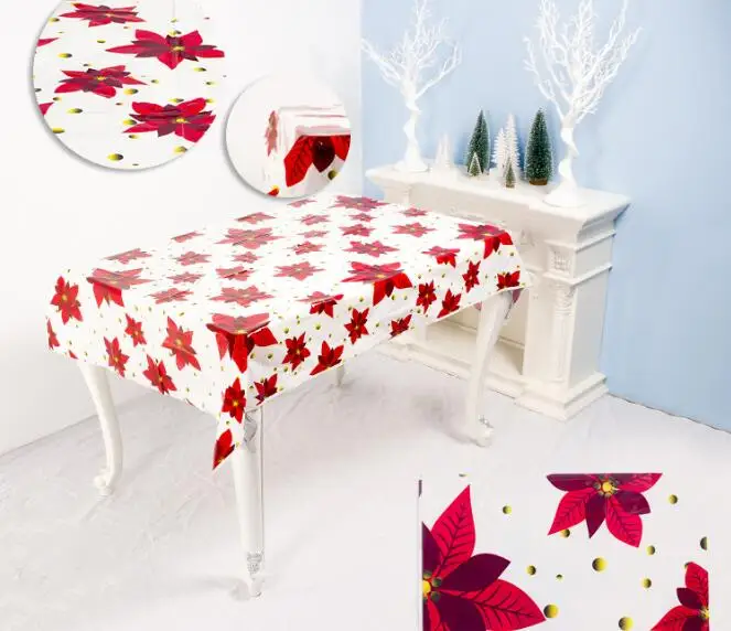 

1PC Waterproof PVC Christmas Tablecloth Printed Rectangular Disposable Table Cloth Transparent Table Cover Mats Kitchen QA 273