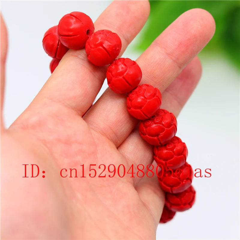 15 мм бусины Лотос эластичный браслет китайский натуральный красный Органическая
