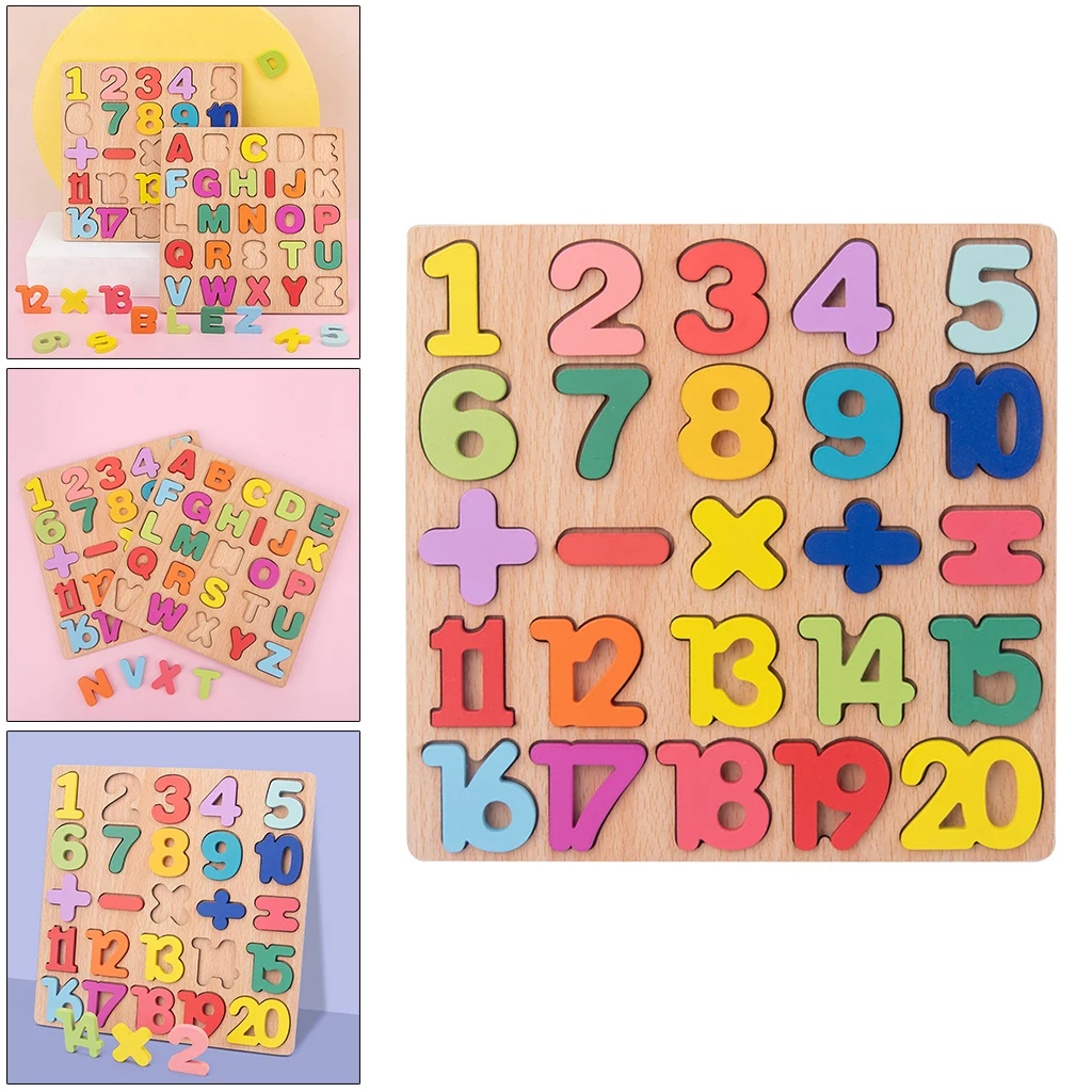 

Wooden Math Number Puzzle Pre-school Counting Motor Skill Learning Board