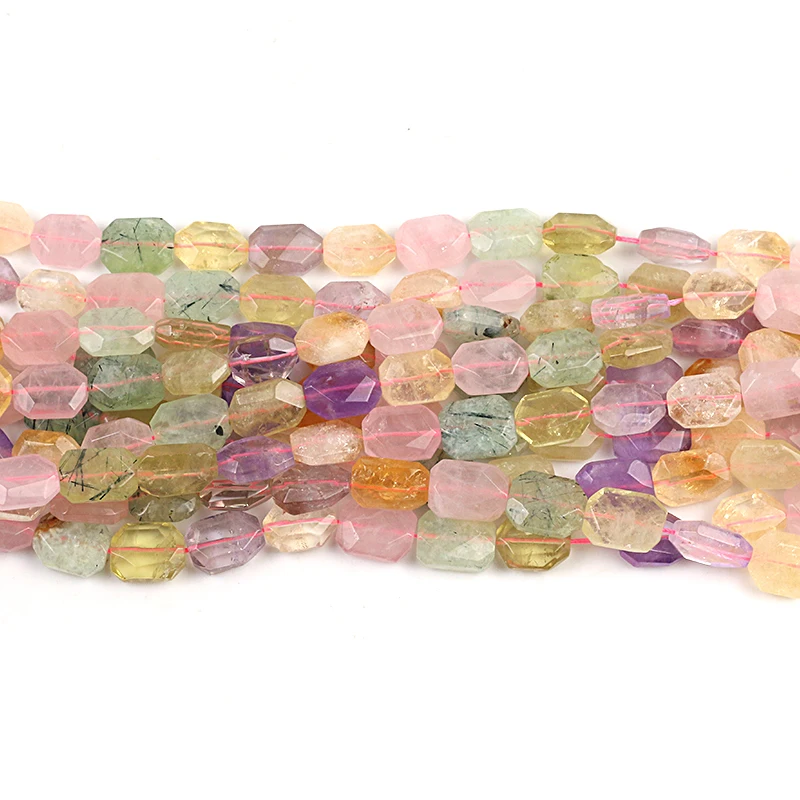 

Wholesale Natural Colorful Crystal Stone Beads Section Hexagon Shape Loose Beads for Jewelry Making DIY Bracelet 15x20mm
