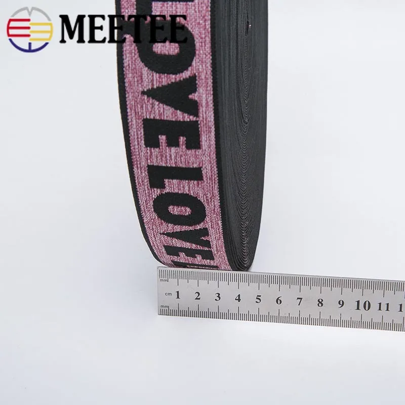 Жаккардовые эластичные ленты Meetee 9 ярдов 40 мм с принтом LOVE Резиновая лента одежда