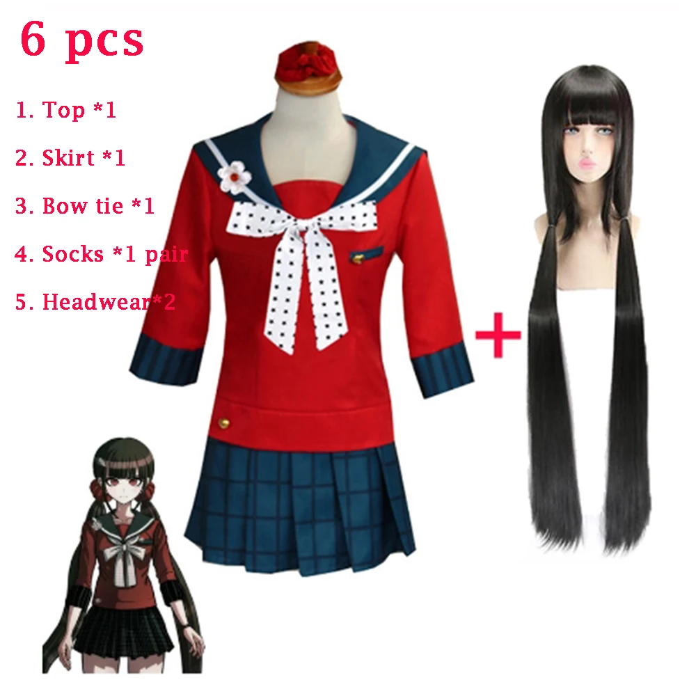 Hot Anime Dangan-Ronpa Harukawa Maki Cosplay Costume Danganronpa Halloween Carnival Skirt Wigs Summer Dress Girl |