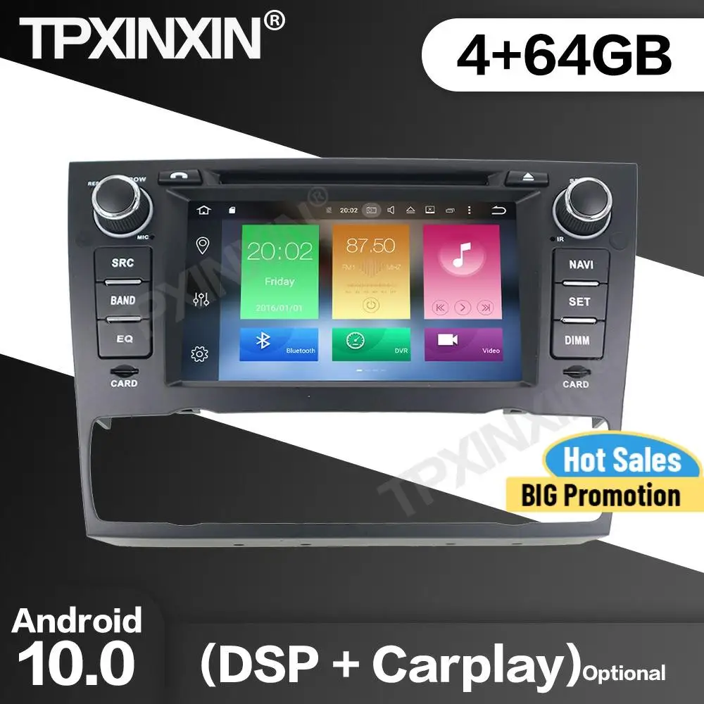 

4 + 64G Carplay автомобильный радиоприемник 2 Din стерео приемник Android 10,0 для BMW E90 GPS навигации заднего вида камера авто мультимедийный плеер Регистр...