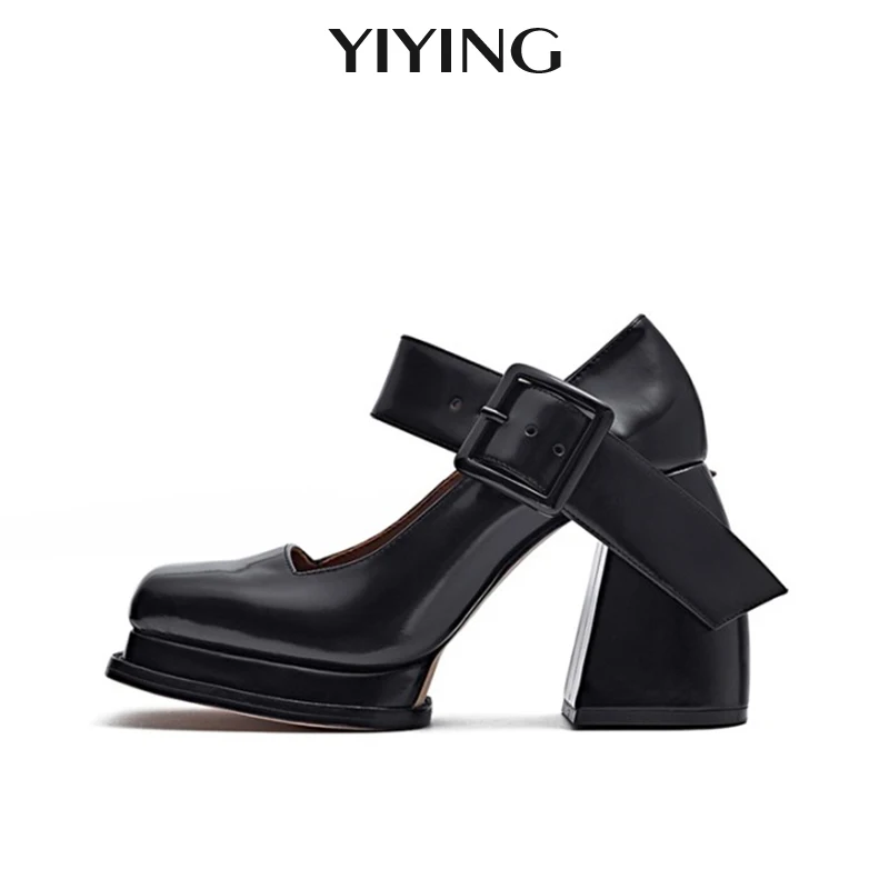 

Туфли женские в стиле ретро на высоком квадратном каблуке, с ремешком и пряжкой, 2021