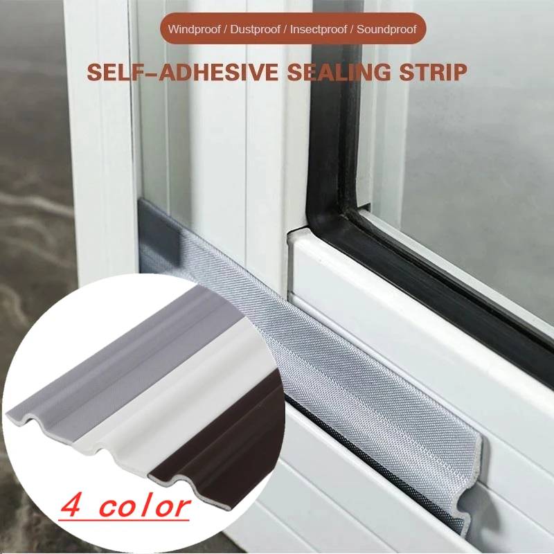 

4M Wearable Door Window Sealing Strips Soundproof Pu foam Self Adhesive Tape Waterproof Dustproof Sealing Tape Weather Stripping