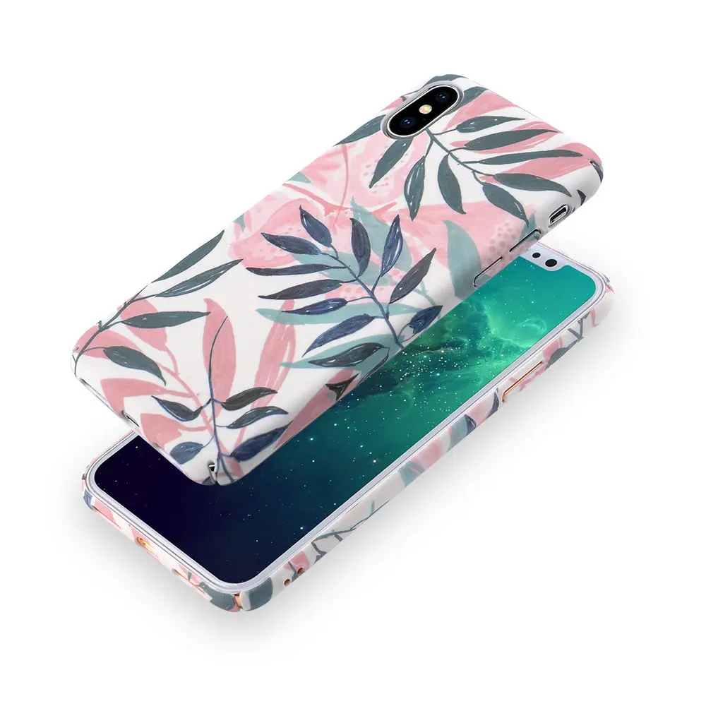 Винтажный чехол LOVECOM с листочками для телефона iPhone 11 Pro Max XR XS 7 8 6S Plus Матовый