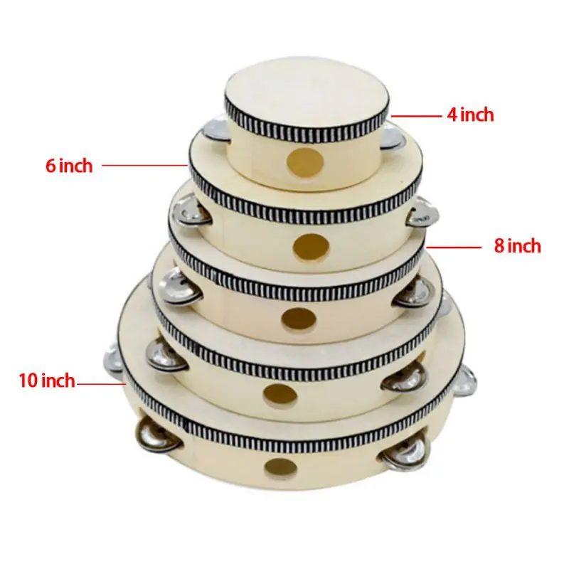 4 /6/8 /10 дюймов Тамбурин барабан дети Искусственная овчина полиэстер деревянные