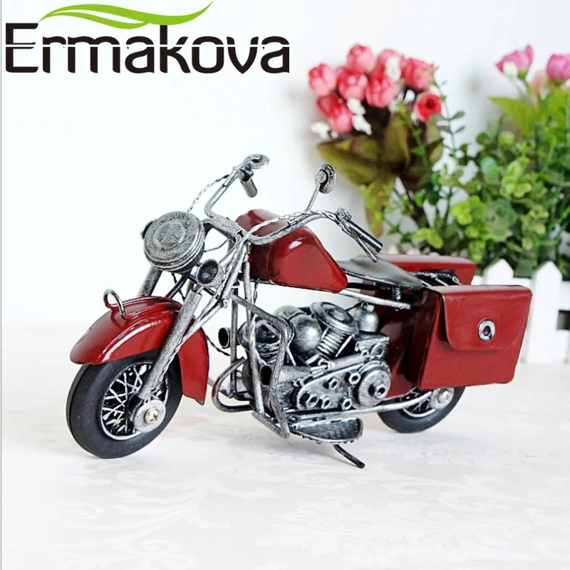 ERMAKOVA 23 см(") винтажная модель мотоцикла, ретро фигурка двигателя, железный мотоцикл, автомобиль, подарок для мальчика, детская игрушка, украшение для дома и офиса