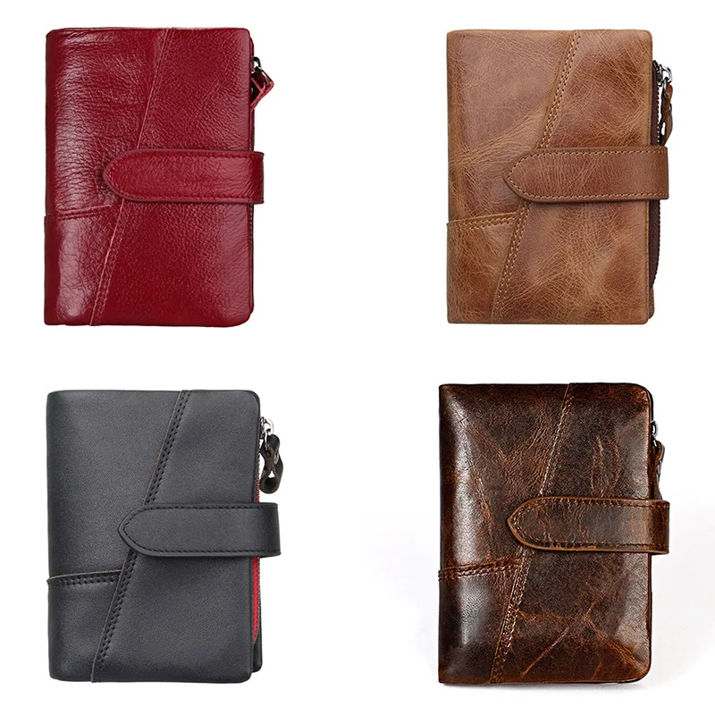 Мужской кошелек из натуральной кожи многофункциональный RFID с пряжкой для монет