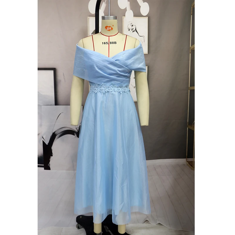 

Elegant Ladies Sexy Off shoulder Lace Patchwork Princess Women Summer V Neck A Line Backless Lace up Party Long dress