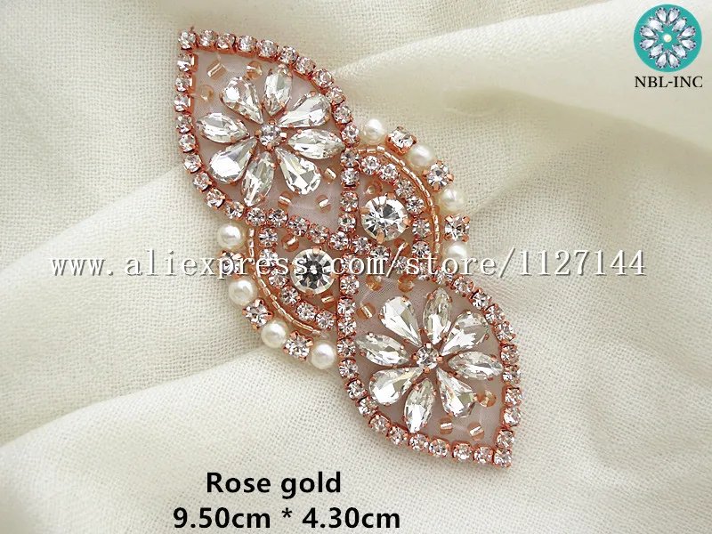 WDD0420 ROSE GOLD 2 шт./лот) стразы в форме банта, аппликация, цвет серебристый, розовый, золотистый, для платья, аксессуары для волос, сделай сам, железо на WDD0830 - Цвет: WDD0420 ROSE GOLD