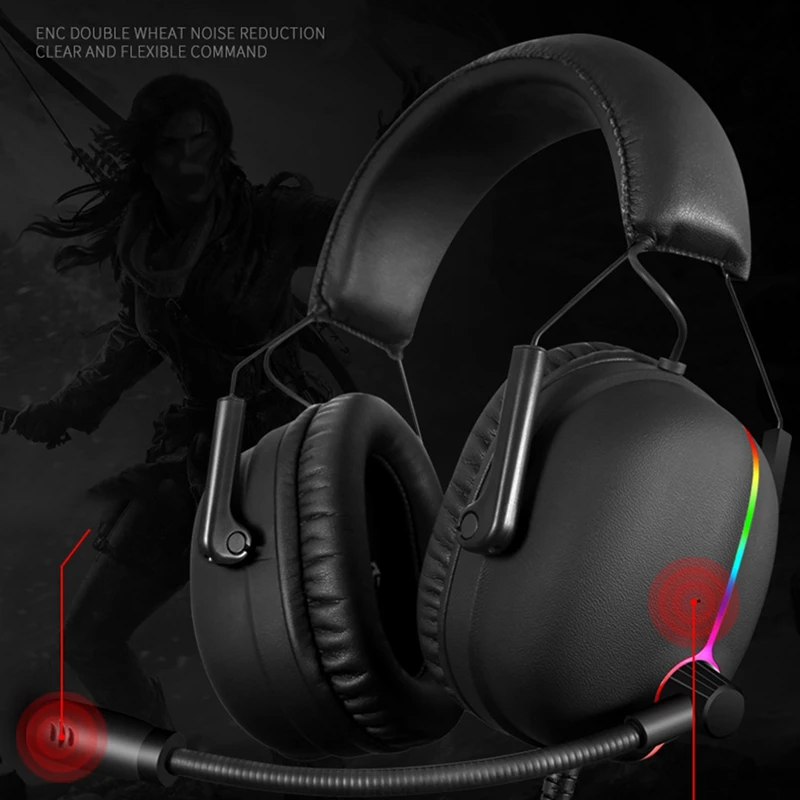 

SUTAI V11 Game Headset 7.1 Headset Computer Headset RGB Lamp ENC Noise Reduction Headset 6 Speakers