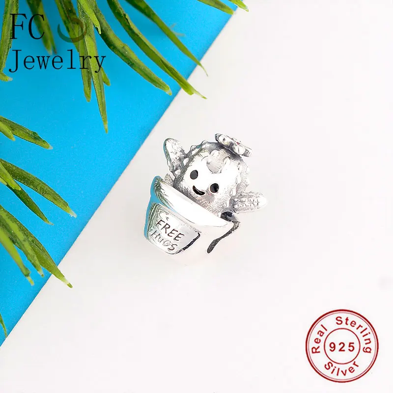 FC ювелирные изделия Подходит оригинальный Pandora Шарм браслет 925 Серебро Кактус