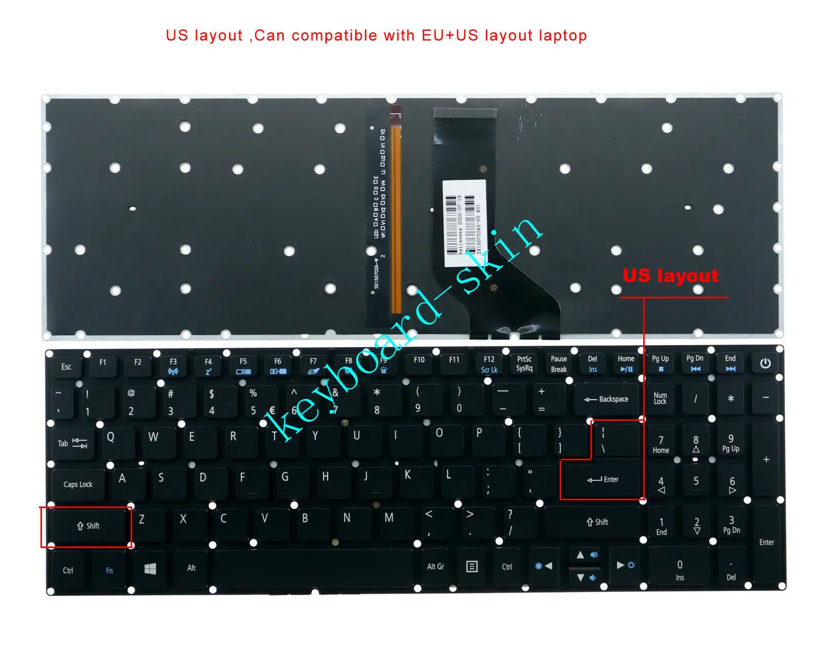 НОВЫЙ США клавиатура с подсветкой для Acer F5-571 F5-572 F5-573 F5-573G K50-10 K50-20 K50-10-55M5 Travelmate P278 P278-M P459 P459-M