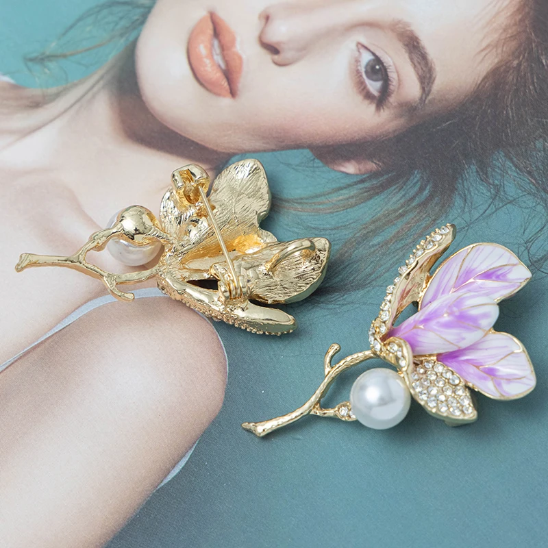 RHao Романтические Розовые фиолетовые броши в форме цветка папука для женщин