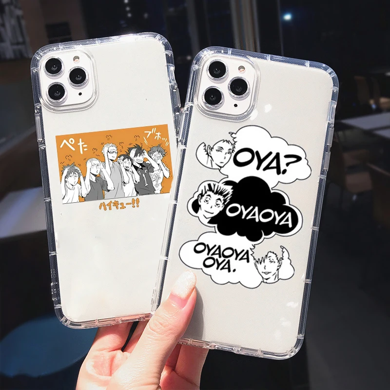 

PUNQZY Cute Japan Anime Oya Haikyuu Clear For iPhone 11 Pro 12 XR X XS MAX SE2020 7 8 Plus Shockproof Soft TPU Protective Cover