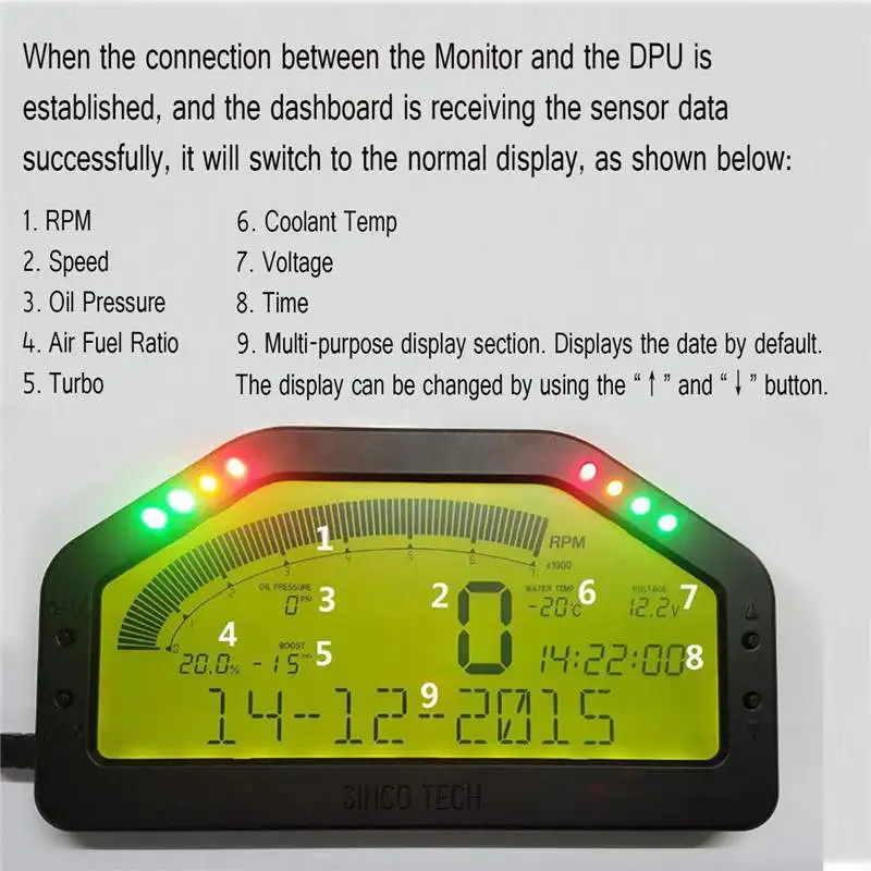 Универсальный датчик для приборной панели DO904 12 В с ЖК-дисплеем совместим Bluetooth 9000