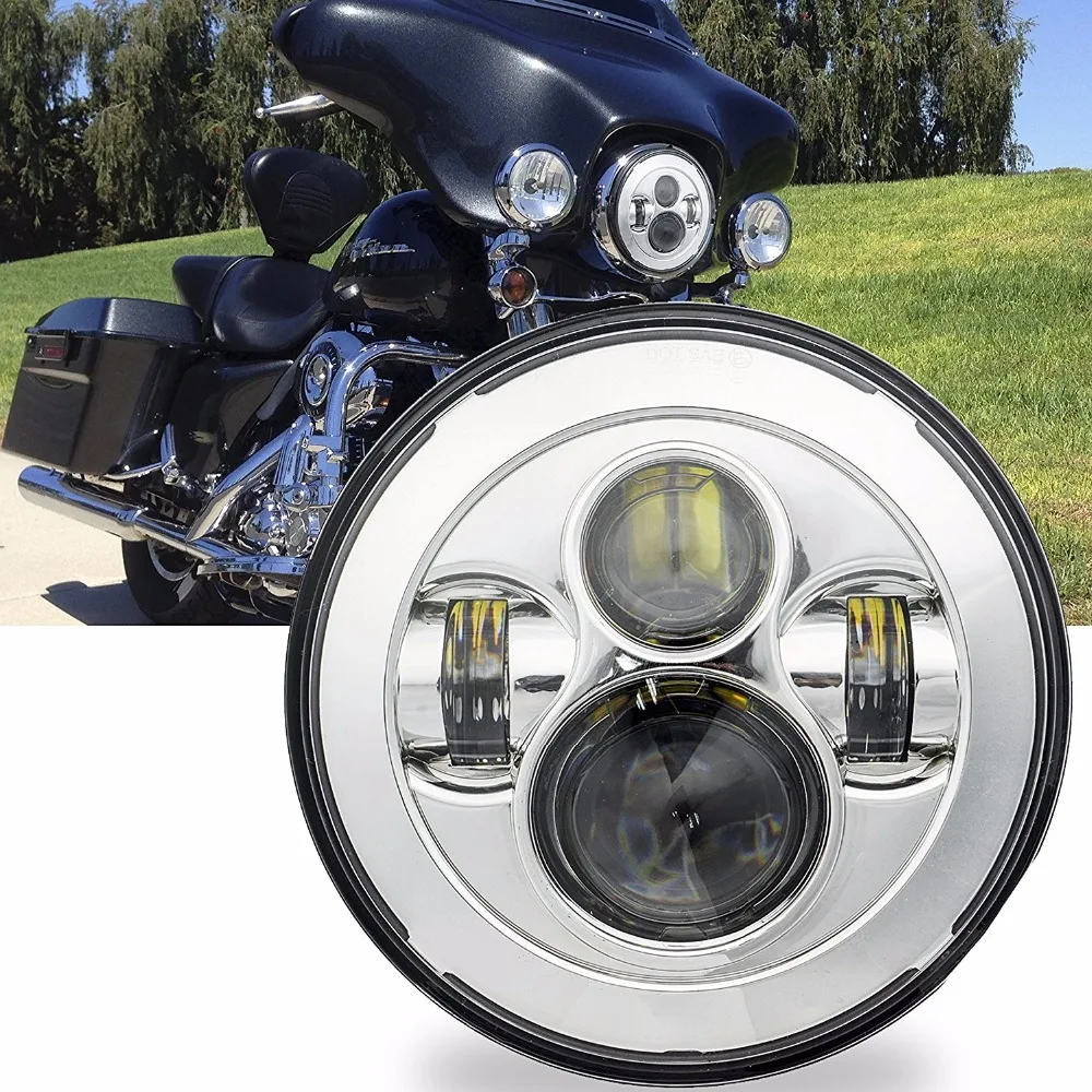 45W 7inch Round led headlight Hi/Lo Beam Motorcycle Driving Light with DRL Turn Signal Halo Ring Angle Eyes for Harley |