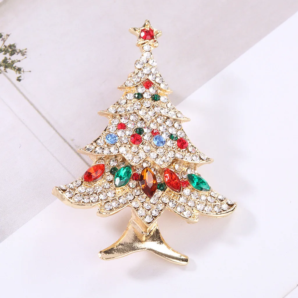 Christmas Tree Brooches For Women fall scarf buckle Clip Rhinestone Brooch Gift Wedding Party Jewelry Accessories#0102 | Украшения и