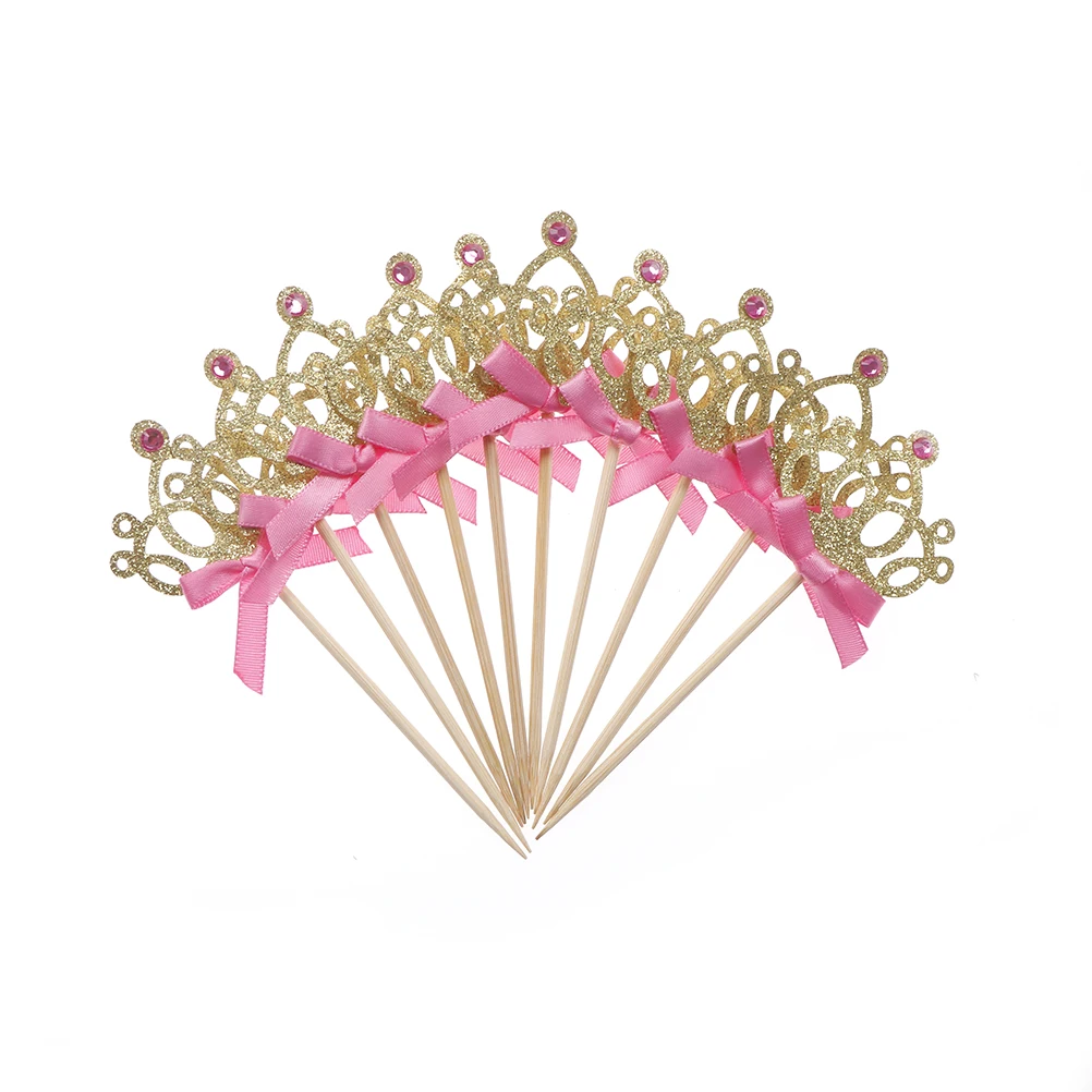 

1st Birthday Decoration Kids Baby Boy Girl Party Decoration Gold/Silver Cupcake Toppers Princess Crown Cake Toppers