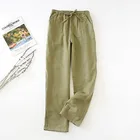 Мужские штаны из 100% хлопка, однотонные штаны, трикотажные штаны для сна, одежда для сна, шорты для пар, пижама, Мужская пижама