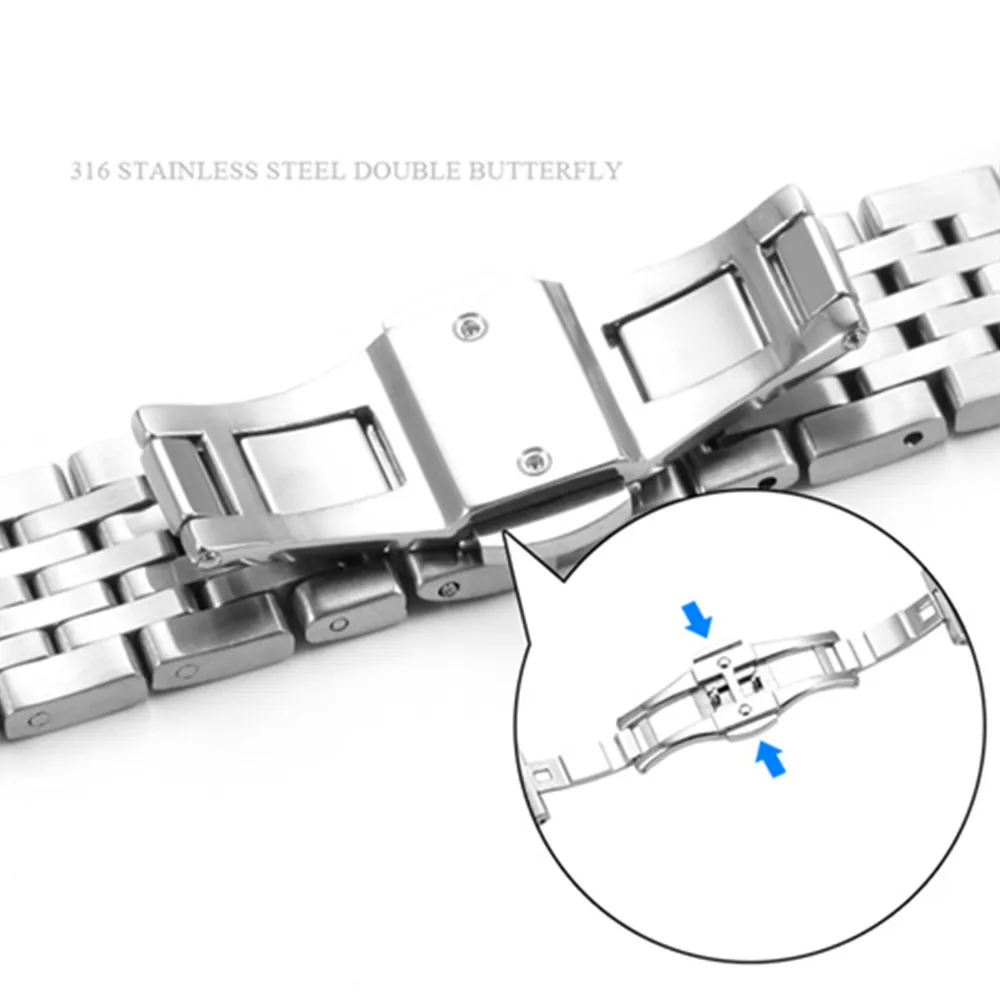 19mm 20mm Watch Strap For 1853 T41 Lelocle Watches Stainless Steel Watch Band Bracelet Male Butterfly Buckle Watchband