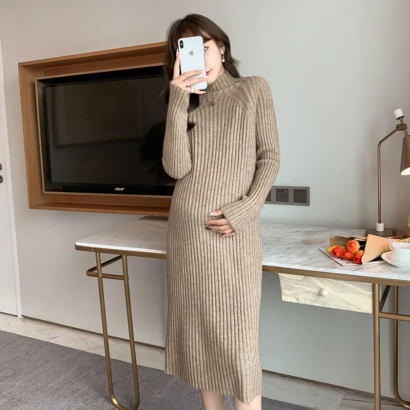 

Теплое осенне-зимнее платье для беременных вязаное платье-свитер Одежда для беременных осеннее элегантное платье-свитер для беременных