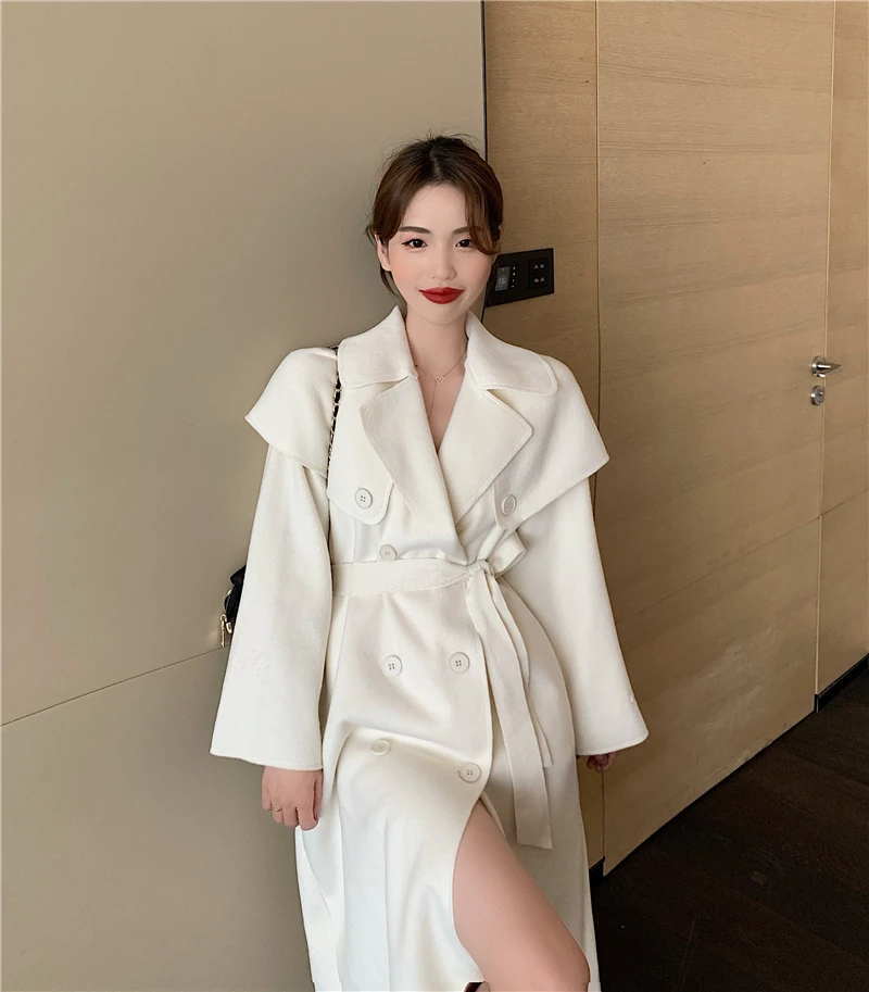 

New Fashion 2021 Fall / Autumn Casual Vintage Double breasted Simple Classic Long Trench Women Coat Oversize Female Windbreaker