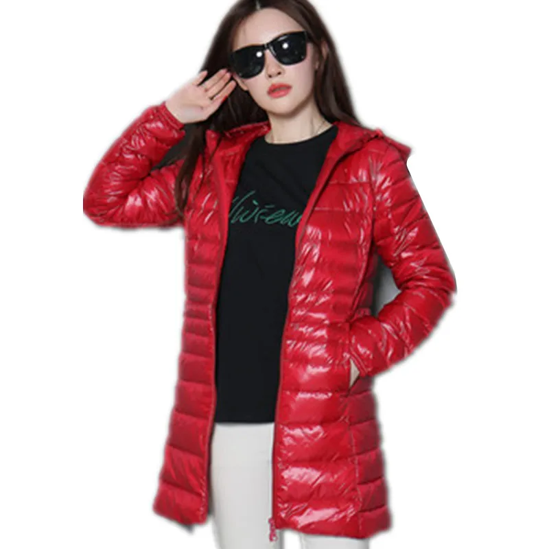 Женский тонкий пуховик с капюшоном ульсветильник на белом утином пуху 5XL6XL 7XL для