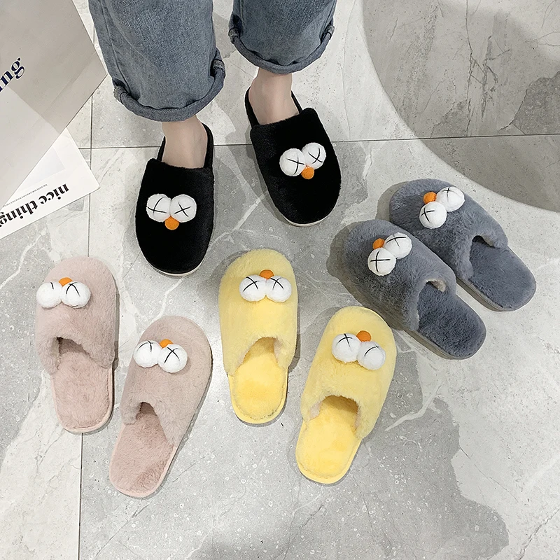 Indoor Warm Women Slippers Cute Winter Fur Home Shoe Female Girl Nonslip Cotton House Flat Plush Footwear | Обувь
