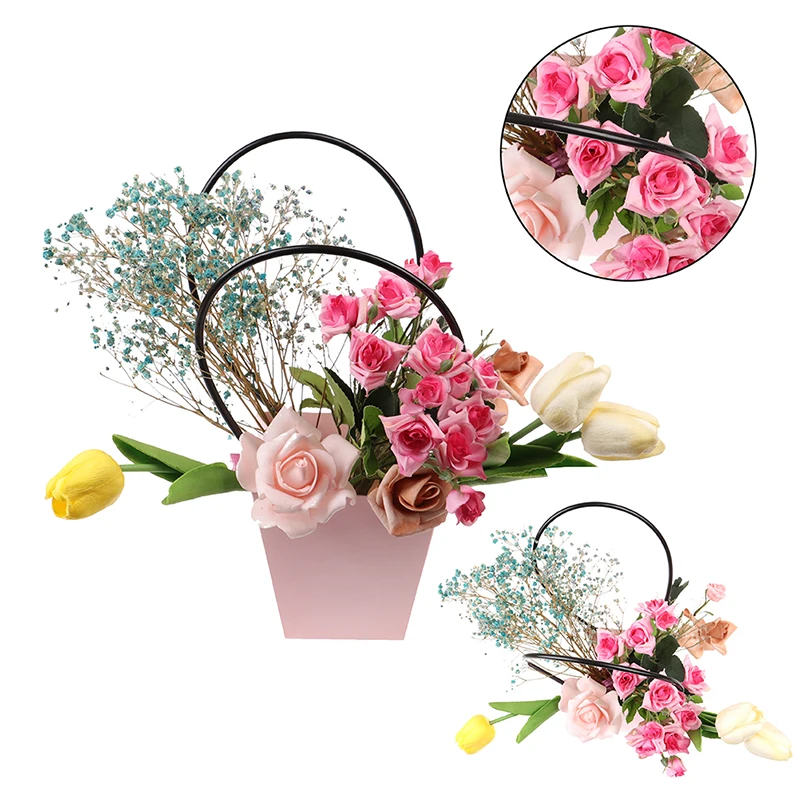 

Portable Waterproof Paper Handy Gift Bag Flower Box Kraft Handbag Wedding Rose Party Gift Box Packaging For Candy Cake Birthday