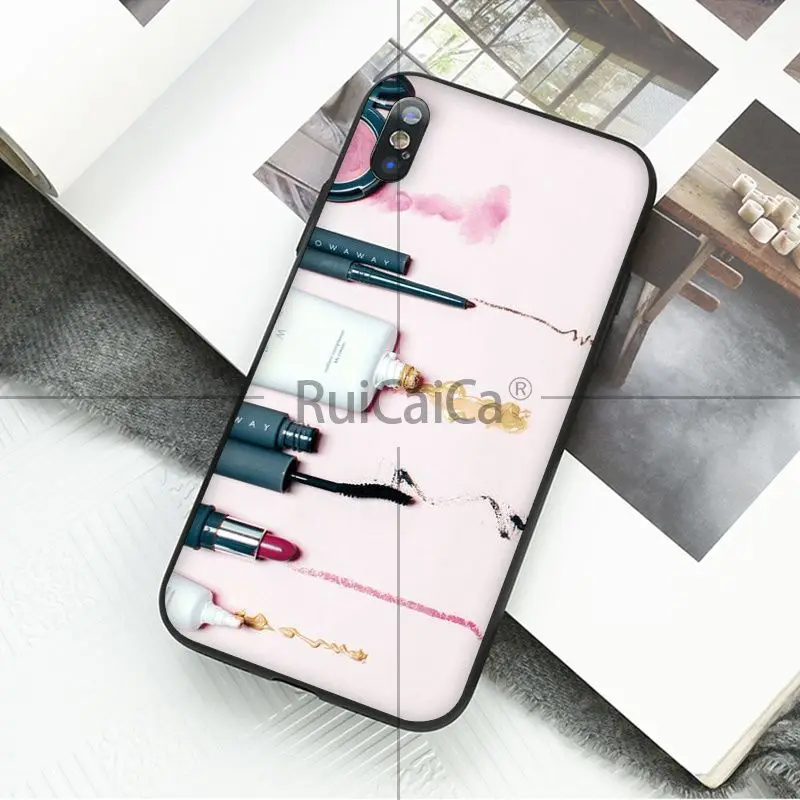 Ruicaica Cosmetic lipstick Smart Cover Black Soft Shell Phone Case for Apple iPhone 8 7 6 6S Plus X XS MAX 5 5S SE XR Cellphones | Мобильные
